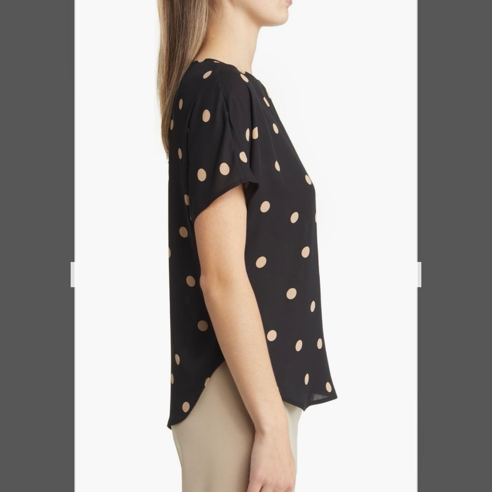 Anne Klein Polka Dot Blouse in Anne Black / Latte Size XS - Picture 3 of 11